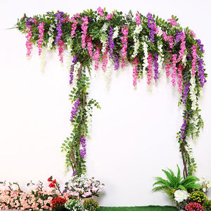 200CM Long 1 Pieces Wedding Flower Vine Rattan Fake Artificial flower bride arch decoration props Wisteria flower accessories