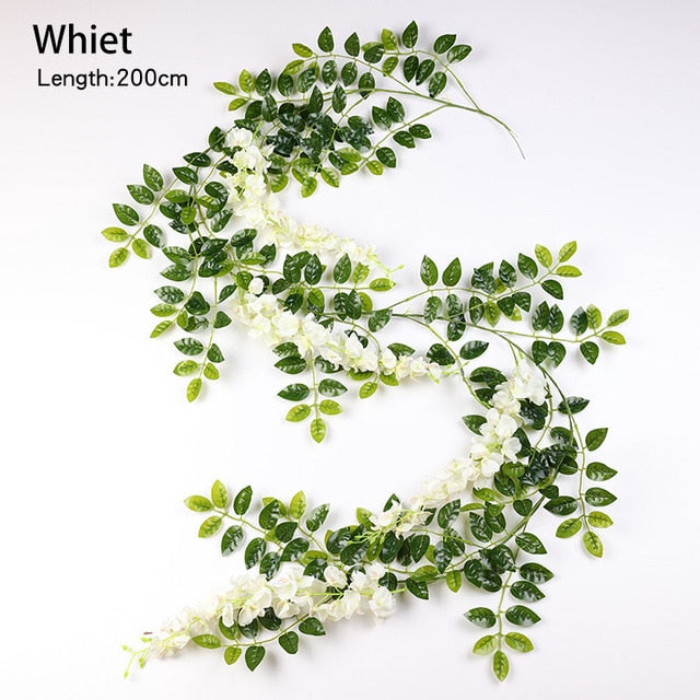 200CM Long 1 Pieces Wedding Flower Vine Rattan Fake Artificial flower bride arch decoration props Wisteria flower accessories