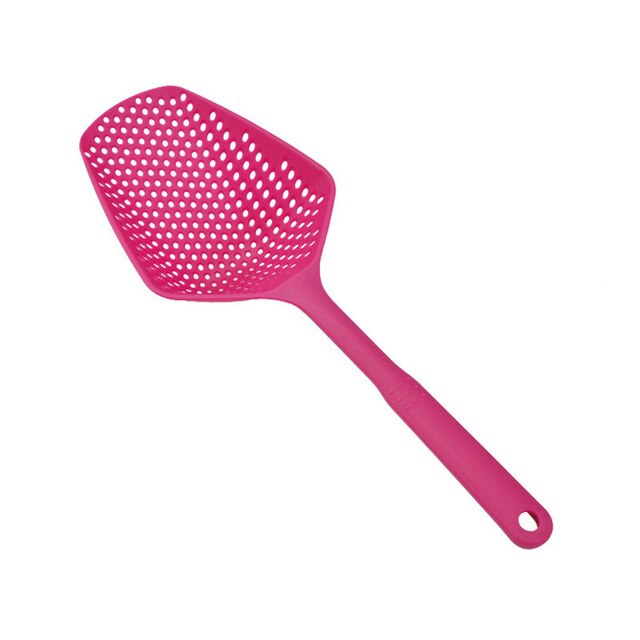 Long Handle Kitchen Gadgets Strainer Solid Color Cooking Colander Kitchen Scoop Plastic Tableware Colande Kitchen Accessories