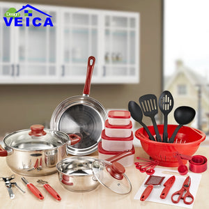 35 Piece Stainless Steel Cookware Set Pots & Pans Kitchen Home Cookingd Tool Sets