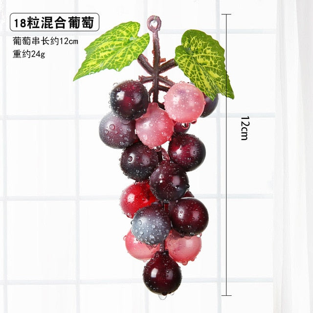 Real Touch Artificial Fruit Grapes Plastic Fake Leaves Christmas Home Garden Wedding Party Decoration Food Photography Props