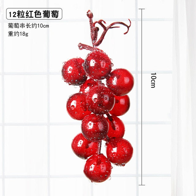 Real Touch Artificial Fruit Grapes Plastic Fake Leaves Christmas Home Garden Wedding Party Decoration Food Photography Props