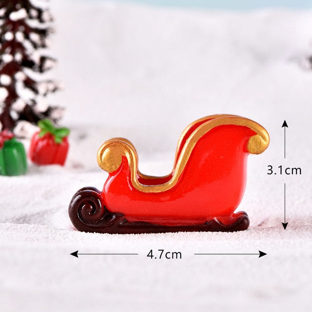 New Christmas Sled Deer model cartoon animal Figurine Dollhouse cake home decor miniature fairy garden decoration accessories