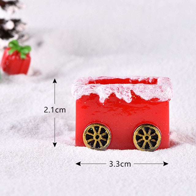 New Christmas Sled Deer model cartoon animal Figurine Dollhouse cake home decor miniature fairy garden decoration accessories