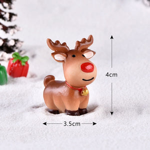 New Christmas Sled Deer model cartoon animal Figurine Dollhouse cake home decor miniature fairy garden decoration accessories