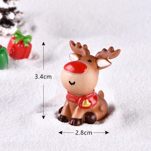 New Christmas Sled Deer model cartoon animal Figurine Dollhouse cake home decor miniature fairy garden decoration accessories