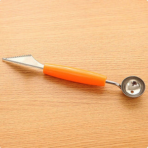 2 in1 Double head stainless steel Carving Knife Gadge Fruit Ice Cream Melon Ball Spoon Kitchen Accessories