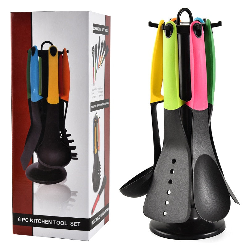 Silicone Cooking Utensils Set with Holder-Kitchen Utensils Non-Stick Pan Heat Resistant Nylon Silicone Baking Set Hygienic