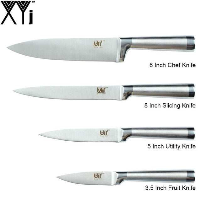 XYj Kitchen Knife Set 7Cr17mov Germany Stainless Steel Chef Knives Fruit Utility Santoku Chef Slicing Bread Sharp Cooking Knife