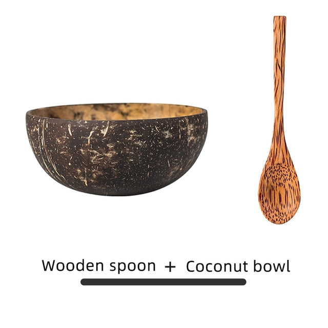 Natural Coconut Bowl Decoration Fruit Salad Noodle Rice Bowl Wooden Fruit Bowl Handicraft Decoration Creative Coconut Shell Bowl