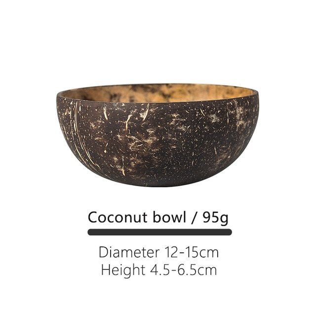 Natural Coconut Bowl Decoration Fruit Salad Noodle Rice Bowl Wooden Fruit Bowl Handicraft Decoration Creative Coconut Shell Bowl