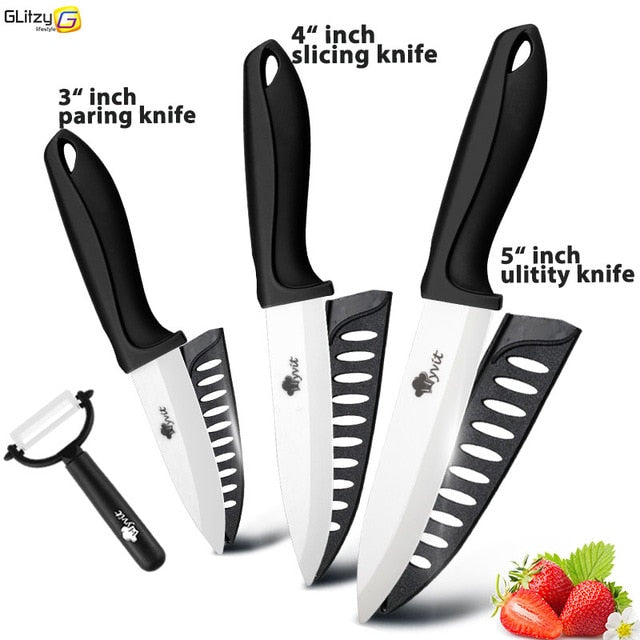 Ceramic Knife 3 4 5 6 inch Kitchen Chef Utility Slicer Paring Ceramic Knives Peeler Set White Zirconia Blade Cooking Cutter Tool