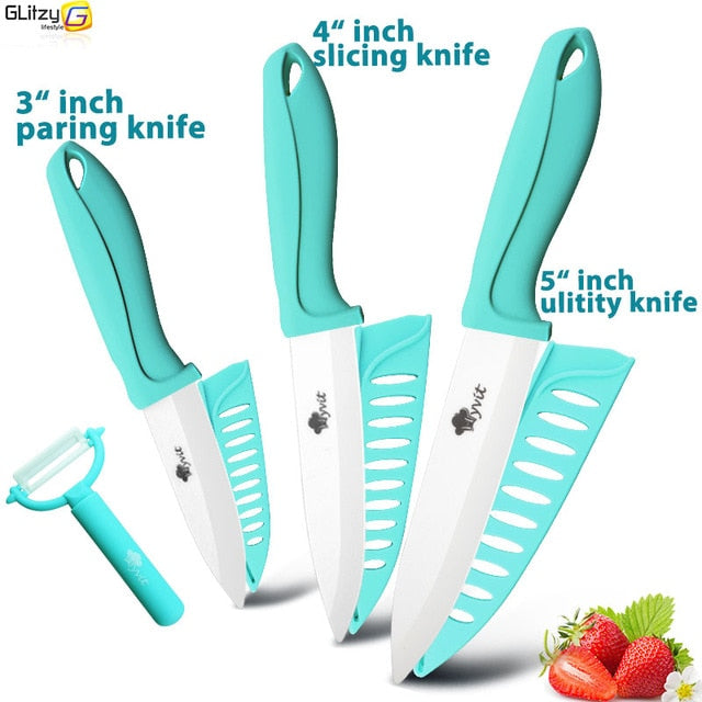 Ceramic Knife 3 4 5 6 inch Kitchen Chef Utility Slicer Paring Ceramic Knives Peeler Set White Zirconia Blade Cooking Cutter Tool