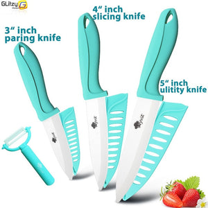 Ceramic Knife 3 4 5 6 inch Kitchen Chef Utility Slicer Paring Ceramic Knives Peeler Set White Zirconia Blade Cooking Cutter Tool