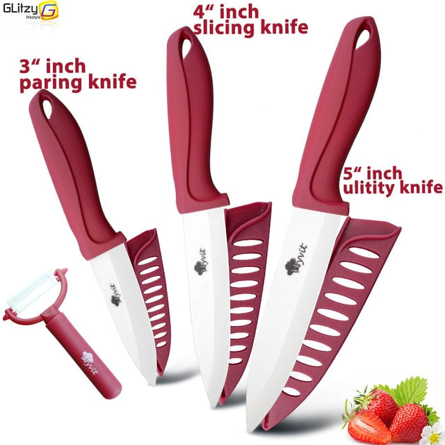 Ceramic Knife 3 4 5 6 inch Kitchen Chef Utility Slicer Paring Ceramic Knives Peeler Set White Zirconia Blade Cooking Cutter Tool