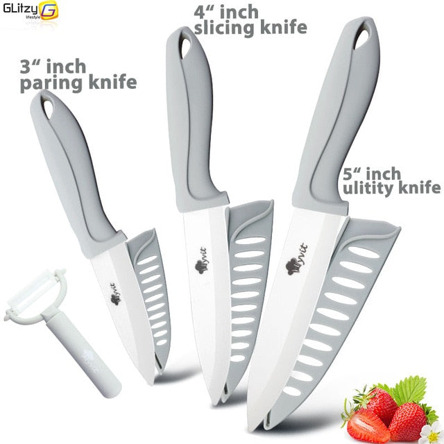 Ceramic Knife 3 4 5 6 inch Kitchen Chef Utility Slicer Paring Ceramic Knives Peeler Set White Zirconia Blade Cooking Cutter Tool