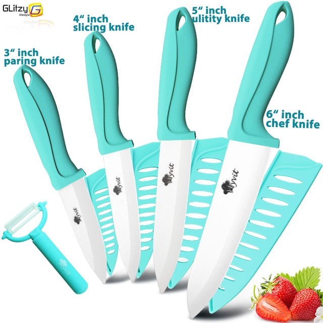 Ceramic Knife 3 4 5 6 inch Kitchen Chef Utility Slicer Paring Ceramic Knives Peeler Set White Zirconia Blade Cooking Cutter Tool