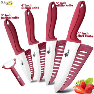 Ceramic Knife 3 4 5 6 inch Kitchen Chef Utility Slicer Paring Ceramic Knives Peeler Set White Zirconia Blade Cooking Cutter Tool