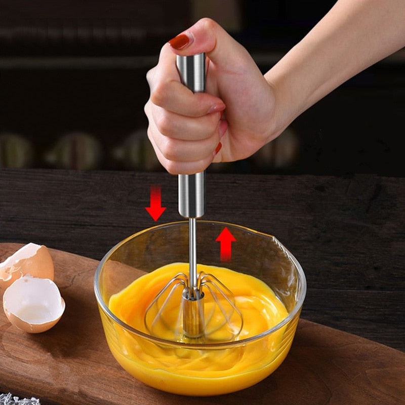 Kitchen Accessories Mixer Egg Beater Manual Self Turning Stainless Steel Whisk Hand Blender Egg Cream Stirring Kitchen Gadgets