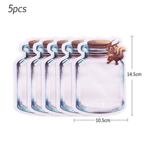 5Pcs Seal Reusable Mason Jar Bottles Bags Food Container Zipper Bags Food Storage Organizer Ziplock Bags Kitchen Organizer