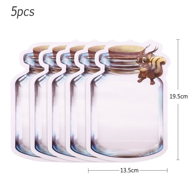 5Pcs Seal Reusable Mason Jar Bottles Bags Food Container Zipper Bags Food Storage Organizer Ziplock Bags Kitchen Organizer