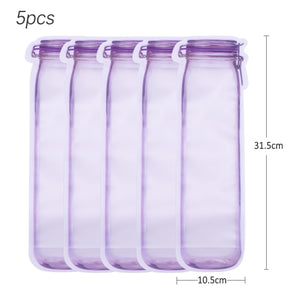 5Pcs Seal Reusable Mason Jar Bottles Bags Food Container Zipper Bags Food Storage Organizer Ziplock Bags Kitchen Organizer