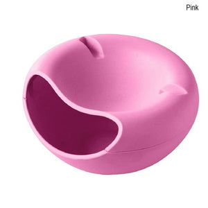 Shape Snack Bowl Plastic Lazy Fruit Plate Double Snack Storage Bowl Fruit Plate with Phone Holder Multi-color Optional