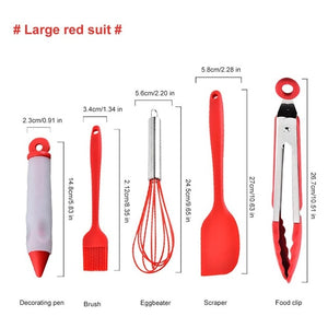 5 Silicone High Temperature Resistant Kitchenware Non-stick Pot Set Kitchen Tools Baking Utensils