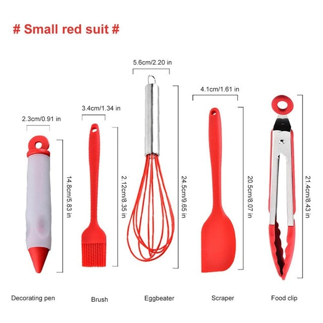 5 Silicone High Temperature Resistant Kitchenware Non-stick Pot Set Kitchen Tools Baking Utensils