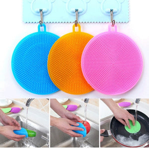 Kitchen Accessories Silicone Cleaning Brush Fruit and Vegetable Cleaning Tool Pad Pot Dishwashing Sponge Scouring Pad Gadget T