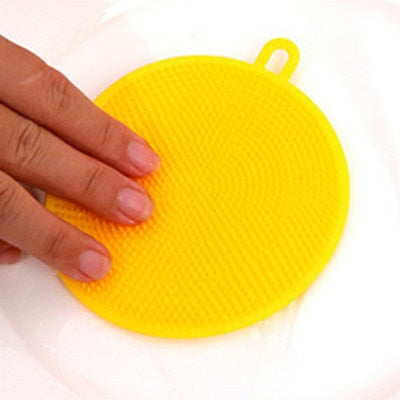 Kitchen Accessories Silicone Cleaning Brush Fruit and Vegetable Cleaning Tool Pad Pot Dishwashing Sponge Scouring Pad Gadget T