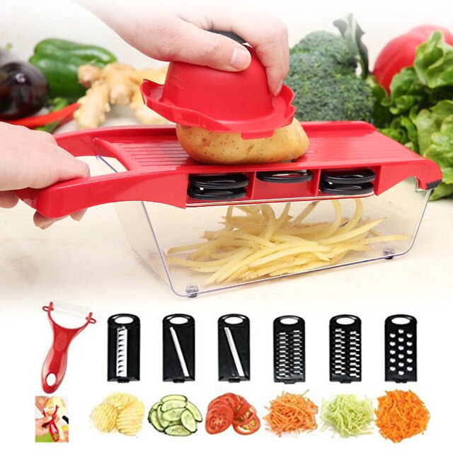 Multi-Function 9 In1 Slicer Food Cutter Fruit Vegetable Chopper Grater Peeler With 7 Blades Kitchen Gadgets Accessories 2020