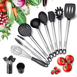 9-in-1 Silicone Handle Cookware Silica Gel Utensils Kitchenware Non-Stick Pan Shovel Spoon Spatula Kitchen Cooking Tool Set