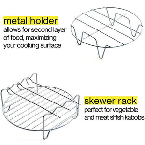 7 Inch Round Air Fryer Pan Rack Grill 5Pcs/set Air Fryer Kit Air Frying Pan Accessories Cocina Cookware Baking Basket Pizza Pot