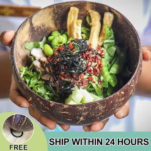 Internaul Natural Coconut Bowl Fruit Decoration Fruit Salad Noodle Bowl Wooden Rice Bowl Craft Decoration Creative