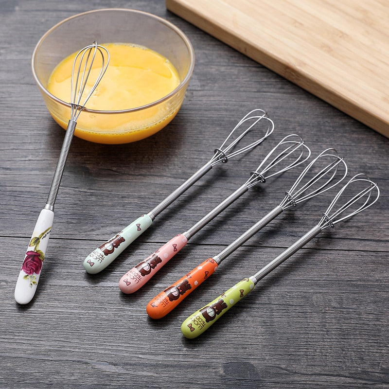 1 PC lovely Egg beater stainless steel manual egg beater coffee stirrer butter stirrer kitchen accessories cooking tools