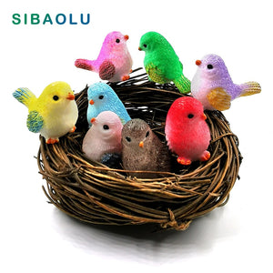 8pcs Artificial Little Parrot bird Nest figurine animal Model home decor miniature fairy garden decoration accessories modern