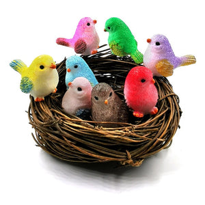 8pcs Artificial Little Parrot bird Nest figurine animal Model home decor miniature fairy garden decoration accessories modern