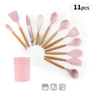 Kitchen Accessories Cooking Tools Wooden Silicone Nonstick Cookware utensilios de cocina Kitchen Utensils cozinha utensilios