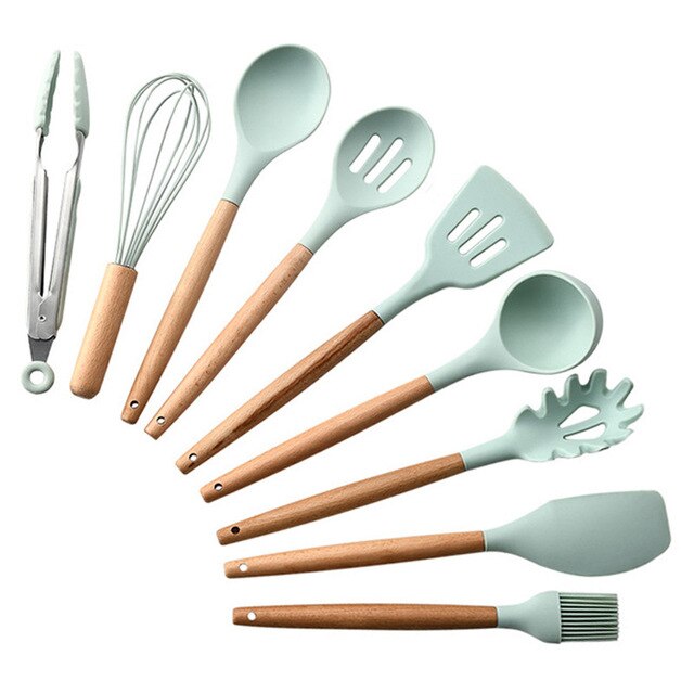 Kitchen Accessories Cooking Tools Wooden Silicone Nonstick Cookware utensilios de cocina Kitchen Utensils cozinha utensilios