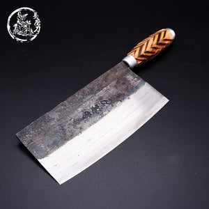 SHUOJI Handmade Chinese Kitchen Knives High Carbon Forged Kitchen Cleaver Wood Handle Slicing Knife Traditional Cooking Tools