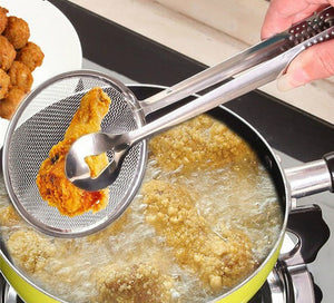 Stainless Steel Fried Food Oil Scoop Kitchen Colander Strainer Drain Oilfolder for Kitchen Accessories Gadgets Supplies