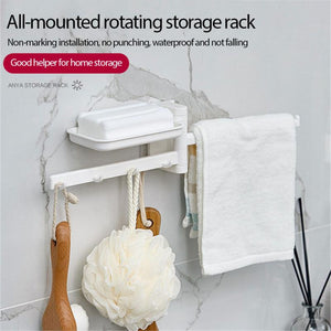 Towel Rack Hanging Holder Organizer Bathroom Kitchen Rack Rotating Hook Cabinet Wash Cloth Hook Shelf Storage Rack Accessories