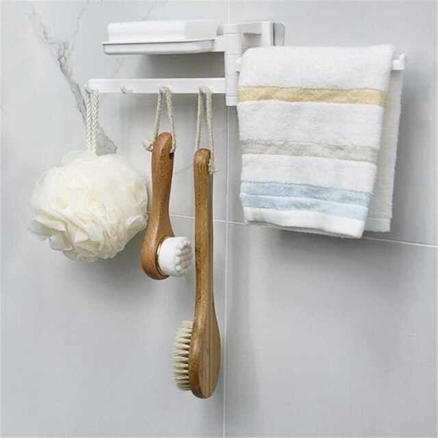 Towel Rack Hanging Holder Organizer Bathroom Kitchen Rack Rotating Hook Cabinet Wash Cloth Hook Shelf Storage Rack Accessories