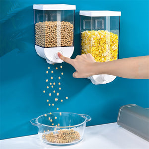 1000/1500ml Wall Mounted Press Cereals Dispenser Grain Storage Box Dry Food Container Organizer Kitchen Accessories Tools