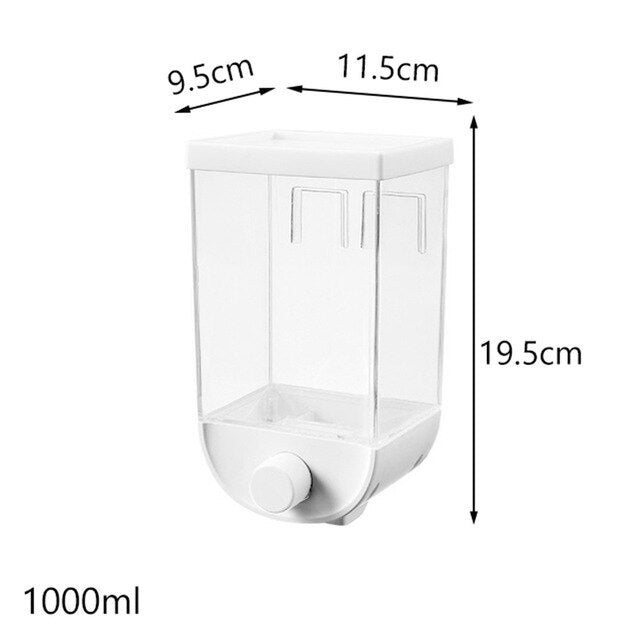 1000/1500ml Wall Mounted Press Cereals Dispenser Grain Storage Box Dry Food Container Organizer Kitchen Accessories Tools