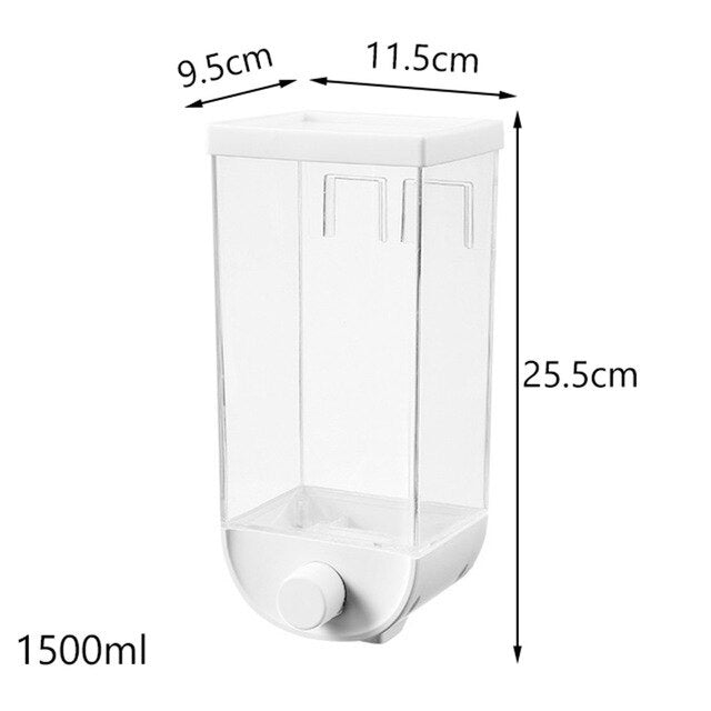 1000/1500ml Wall Mounted Press Cereals Dispenser Grain Storage Box Dry Food Container Organizer Kitchen Accessories Tools