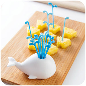 1 Set Cute Beluga Kitchen Accessories Cooking Fruit Vegetable Tools Kitchen Gadgets for Party Home Decor Hall Fruit Fork Set