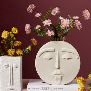 Ceramic human face The vase creative home decoration Europe round square flowerpot dried flower vase decor Ornament accessories