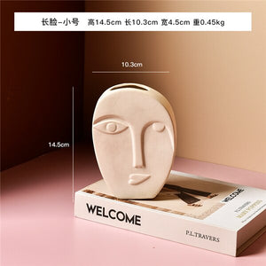 Ceramic human face The vase creative home decoration Europe round square flowerpot dried flower vase decor Ornament accessories